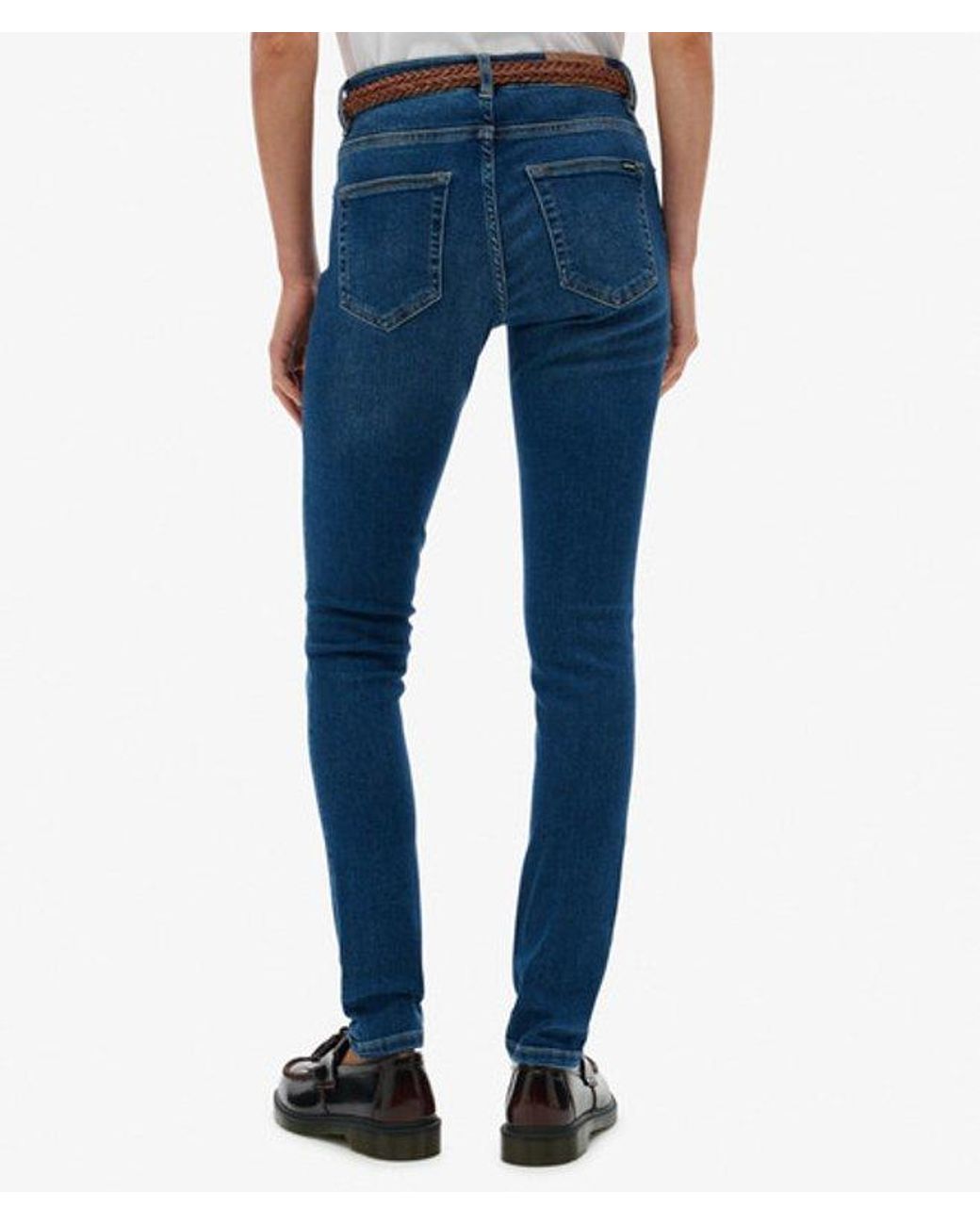 Superdry Blue Organic Cotton Mid Rise Skinny Jeans Size: 26/32