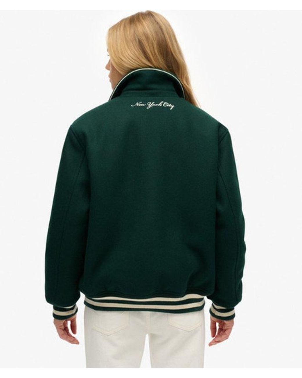 Superdry Green Country Club Wool Bomber Jacket