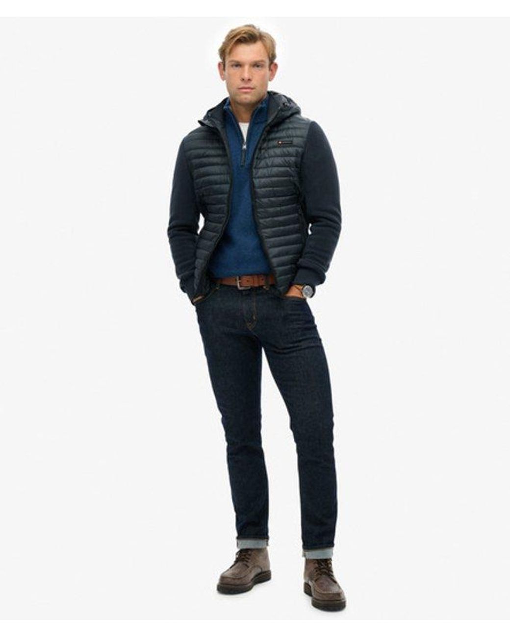 Superdry Blue & Co Hooded Storm Fleece Hybrid Jacket for men