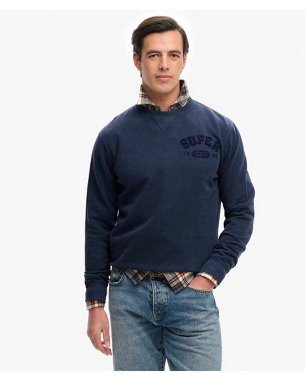 Superdry Blue & Co Vintage Athletic Tonal Crew Sweatshirt for men