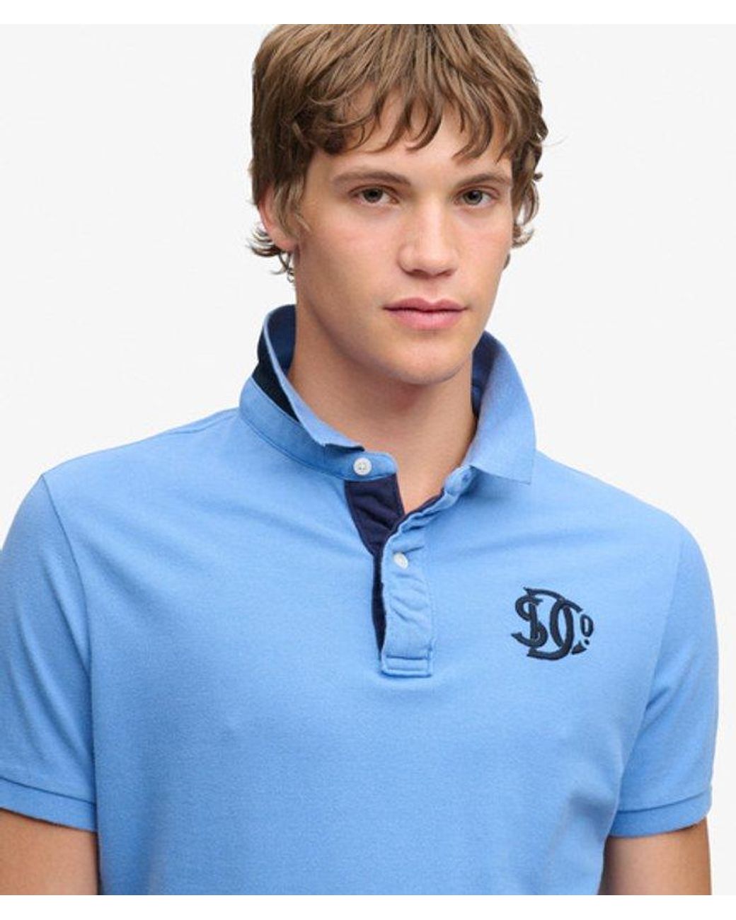 Superdry Blue & Co Pique Monogram Polo Shirt for men