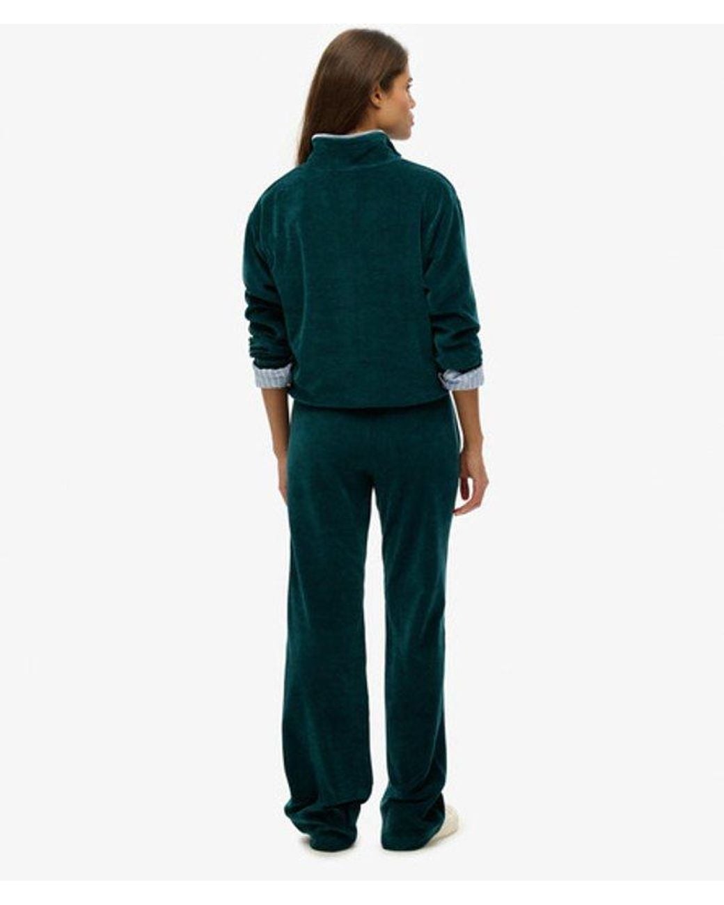 Superdry Green Velour Wide Leg Joggers