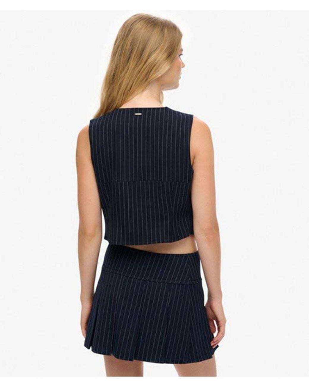 Superdry Blue & Co Pinstripe Waistcoat