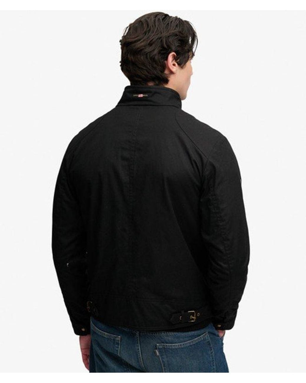 Superdry Wax Cropped Racer Jacket in het Black voor heren