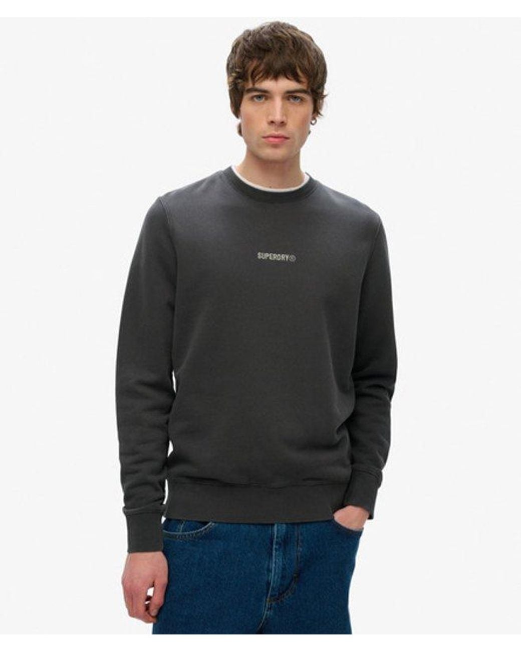 Superdry Black & Co Micro Logo Crew Sweatshirt for men