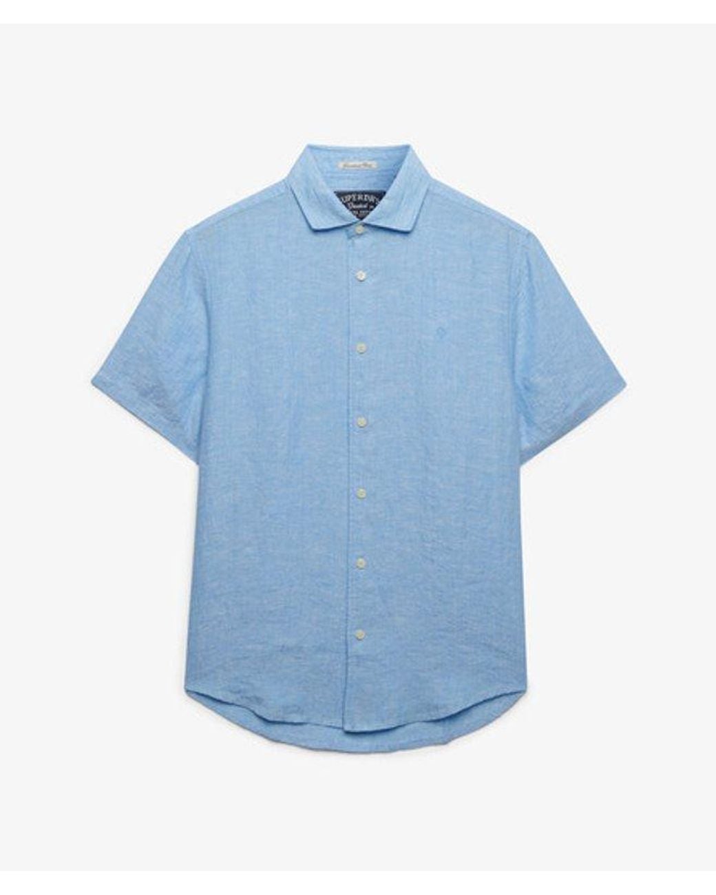 Superdry Blue & Co Riviera Short Sleeve Linen Shirt for men