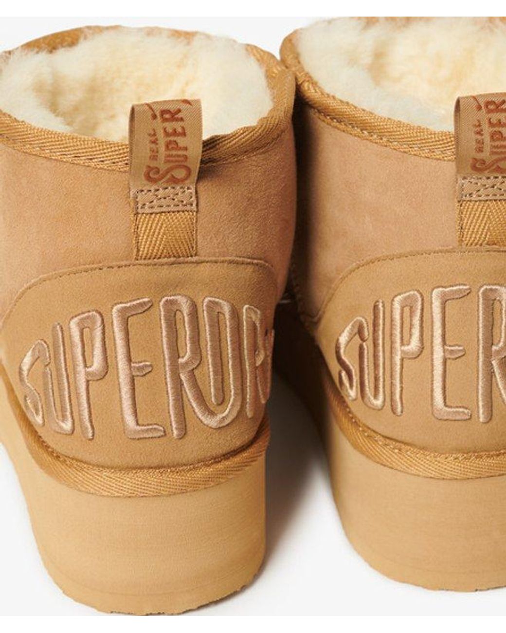 Superdry Natural & Co Suede Sherpa Platform Boots