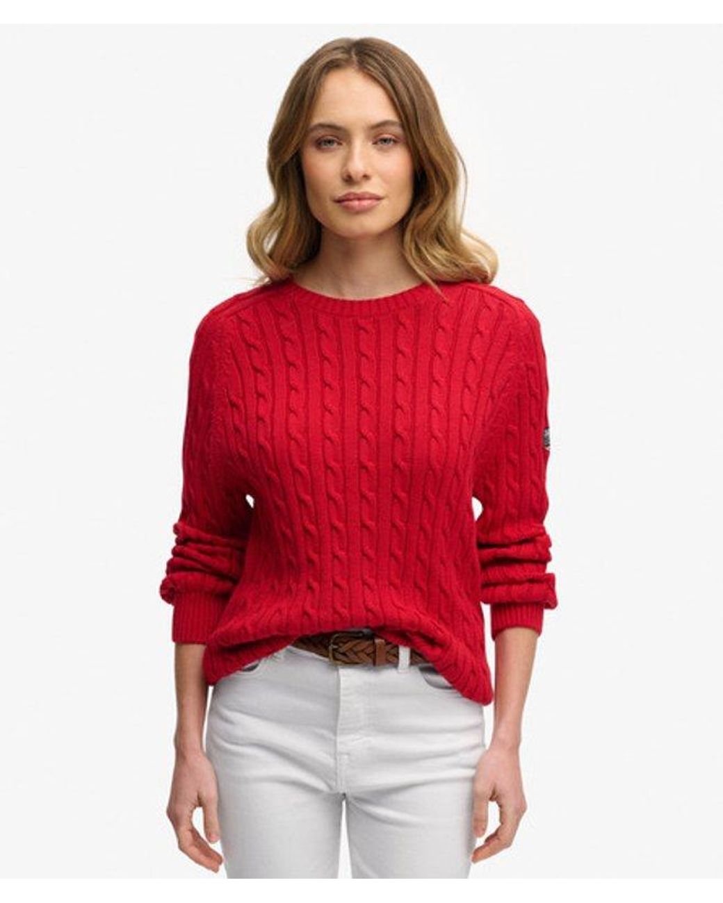 Superdry Red & Co Slouchy Cable Knit Jumper