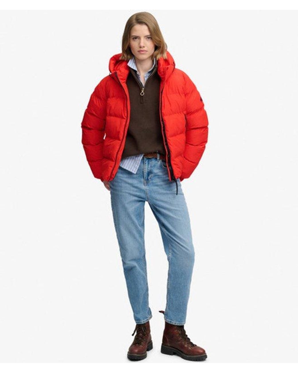 Superdry Red Hooded Sports Puffer Jacket
