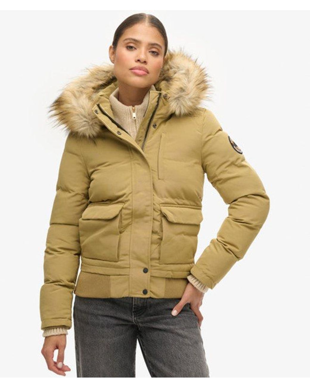 Superdry Natural & Co Everest Slim Fit Hooded Puffer Bomber Jacket