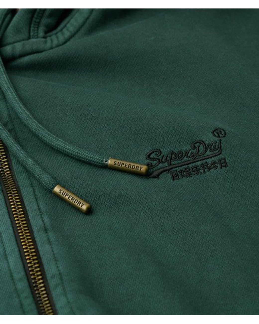 Superdry Green & Co Essential Logo Washed Zip Hoodie for men