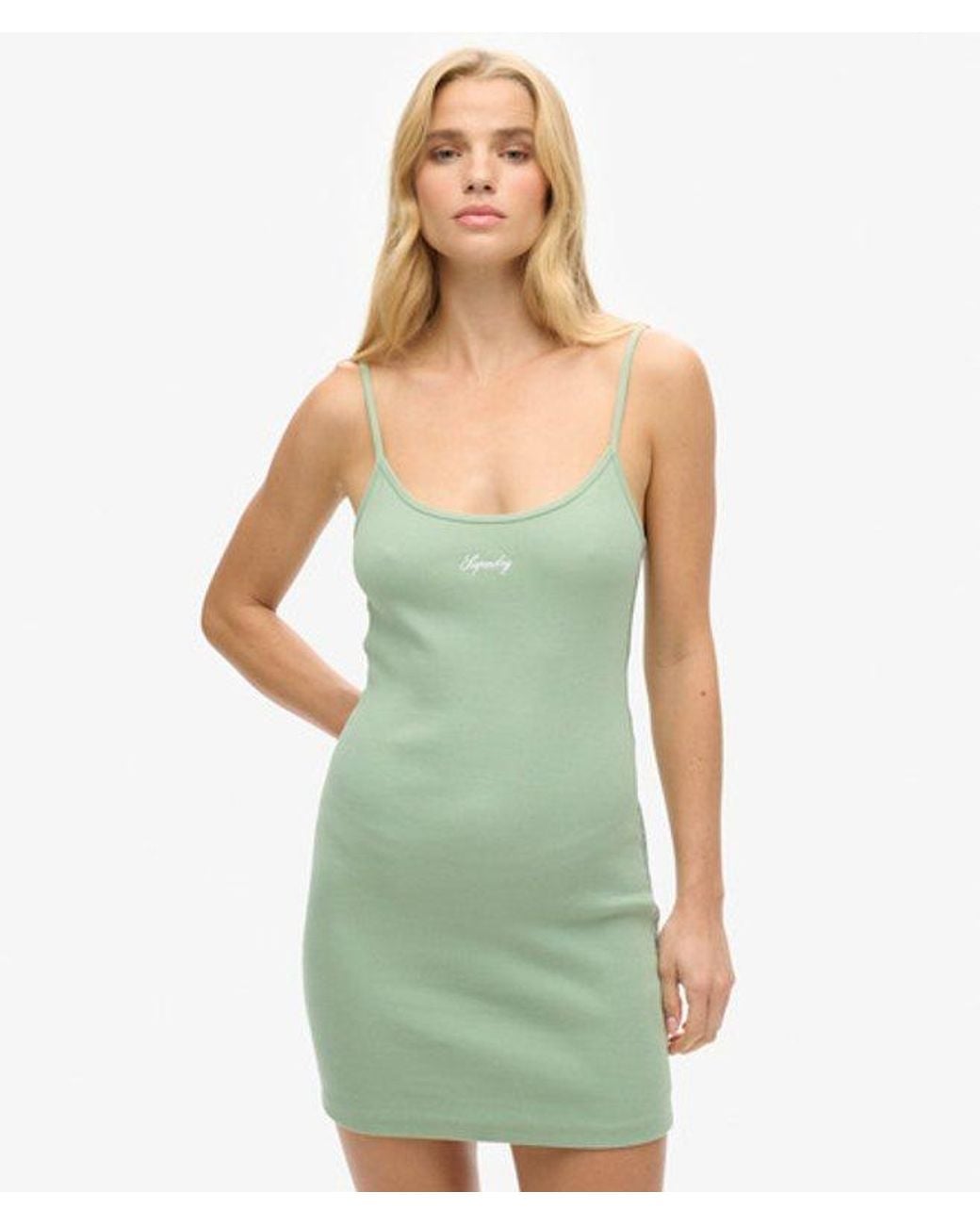 Superdry Green & Co Cotton Slim Fit S Logo Strappy Dress