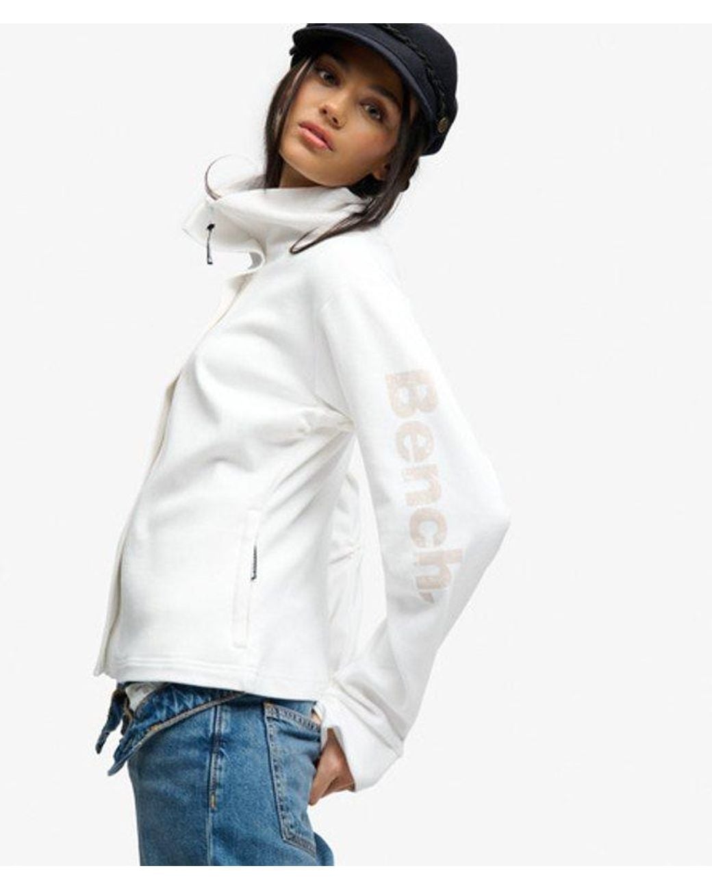 Superdry Bench Funnel Track Top in het White