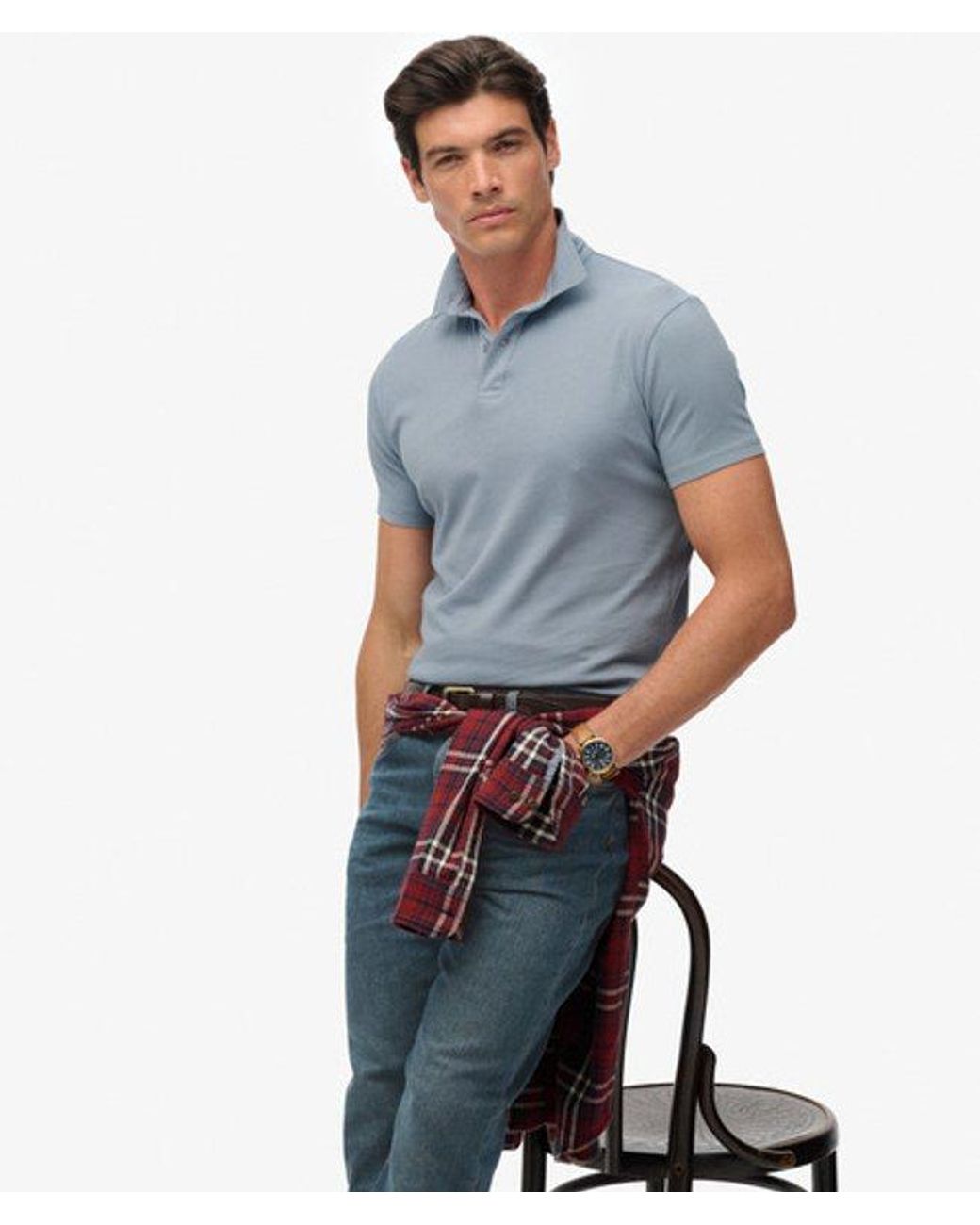 Superdry Blue & Co Essential Jersey Polo Top for men