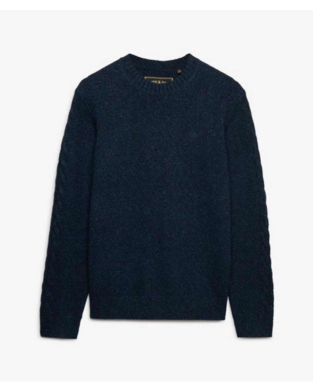 Superdry Blue & Co Brushed Cable Sleeve Jumper for men