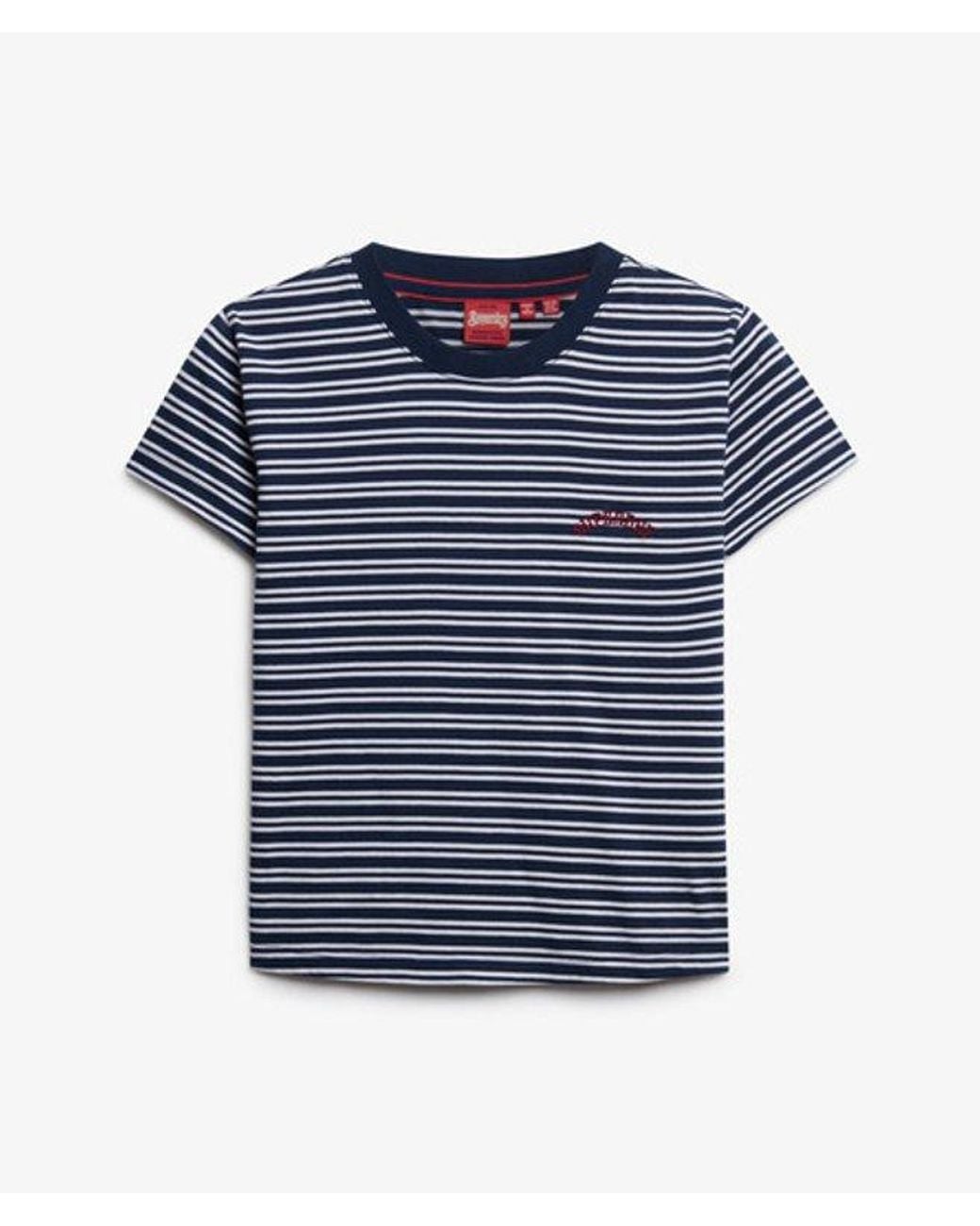 Superdry Blue & Co Essential Logo Striped Fitted T-shirt