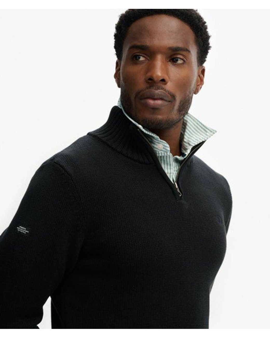 Superdry Black & Co Cotton Half Zip Knit Jumper for men