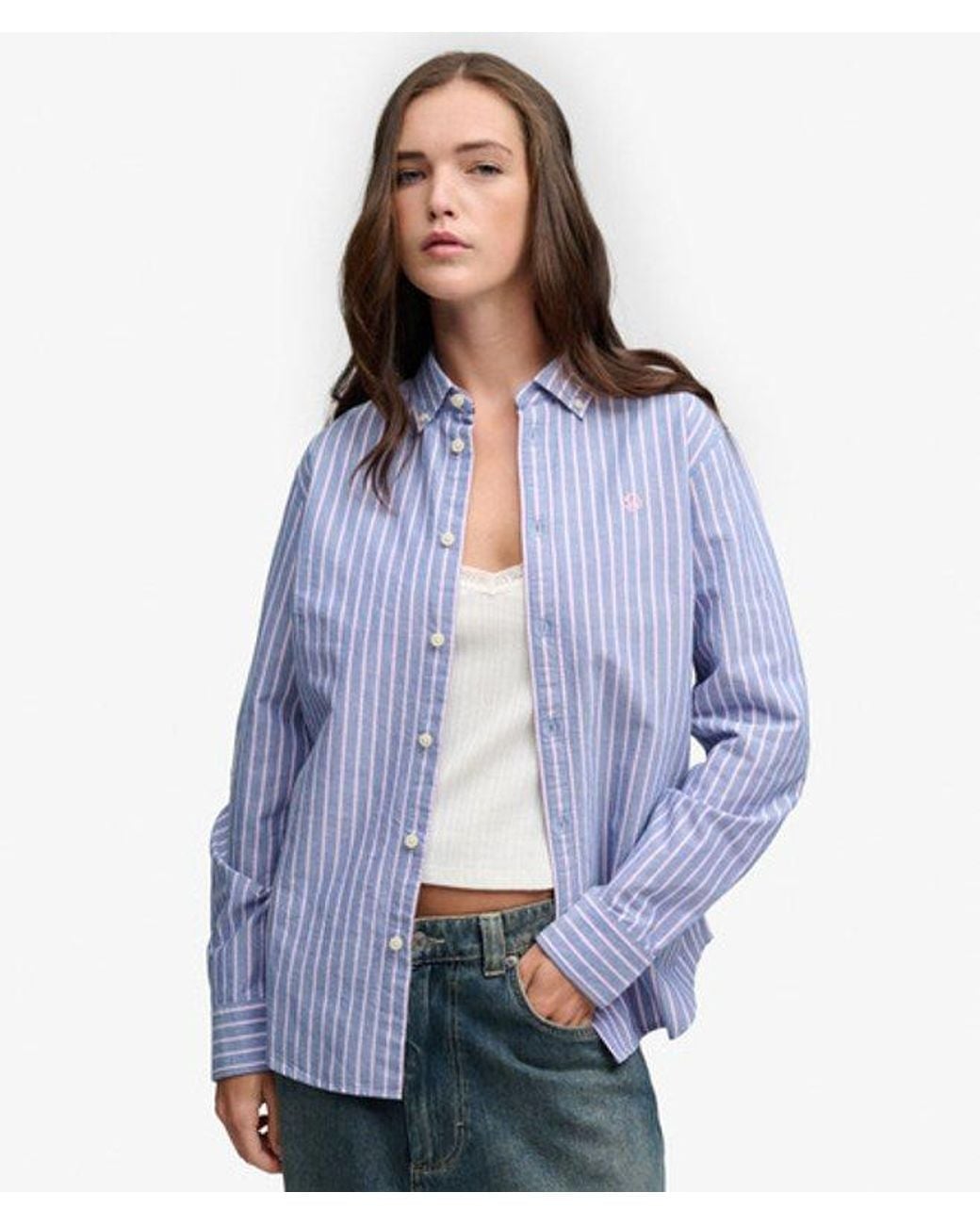 Superdry Blue & Co Slim Oxford Button Down Long Sleeve Shirt