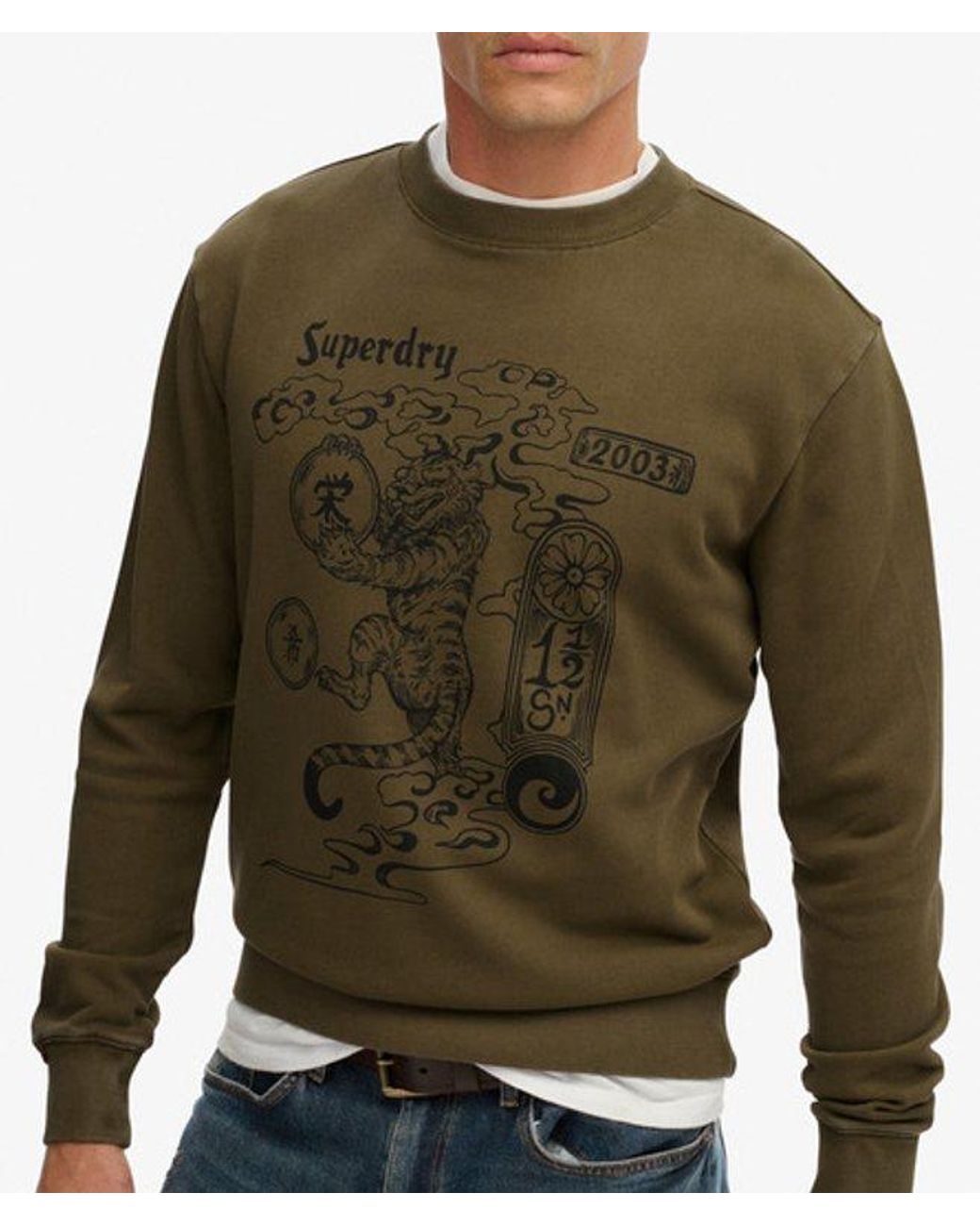 Superdry Green Tokyo Narrative Loose Sweatshirt for men