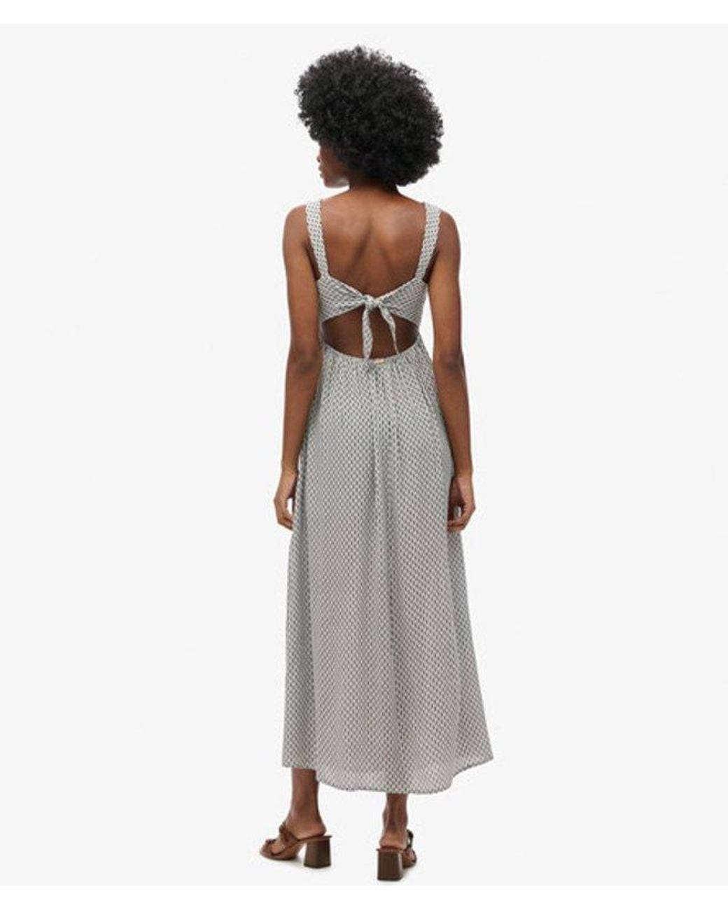 Superdry White & Co Geo Printed Tie Back Maxi Dress
