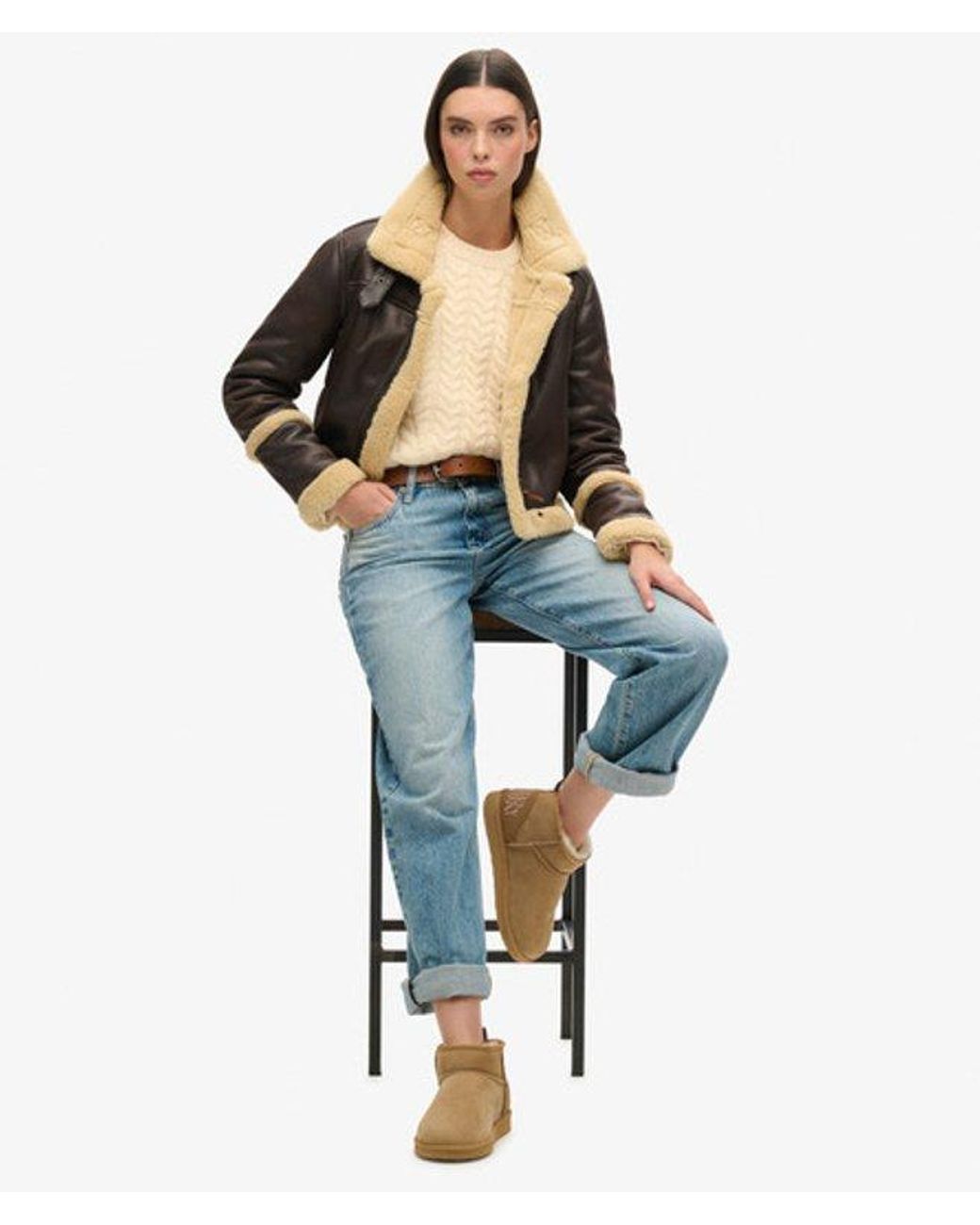Superdry Natural & Co Suede Sherpa Mini Boots