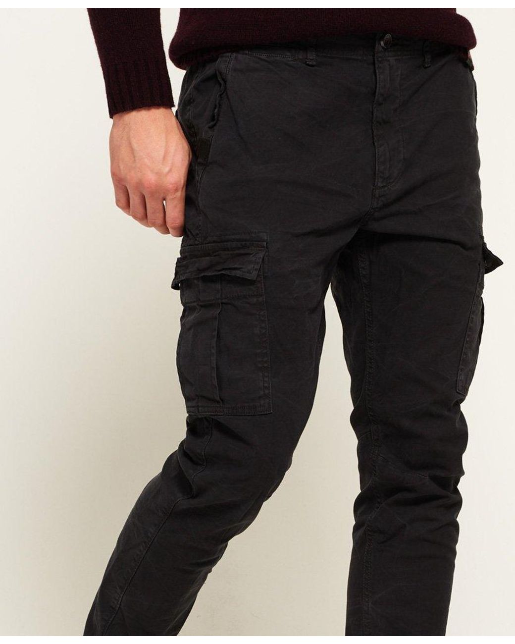 Superdry Surplus Goods Low Rider Cargo Pants Black for Men | Lyst