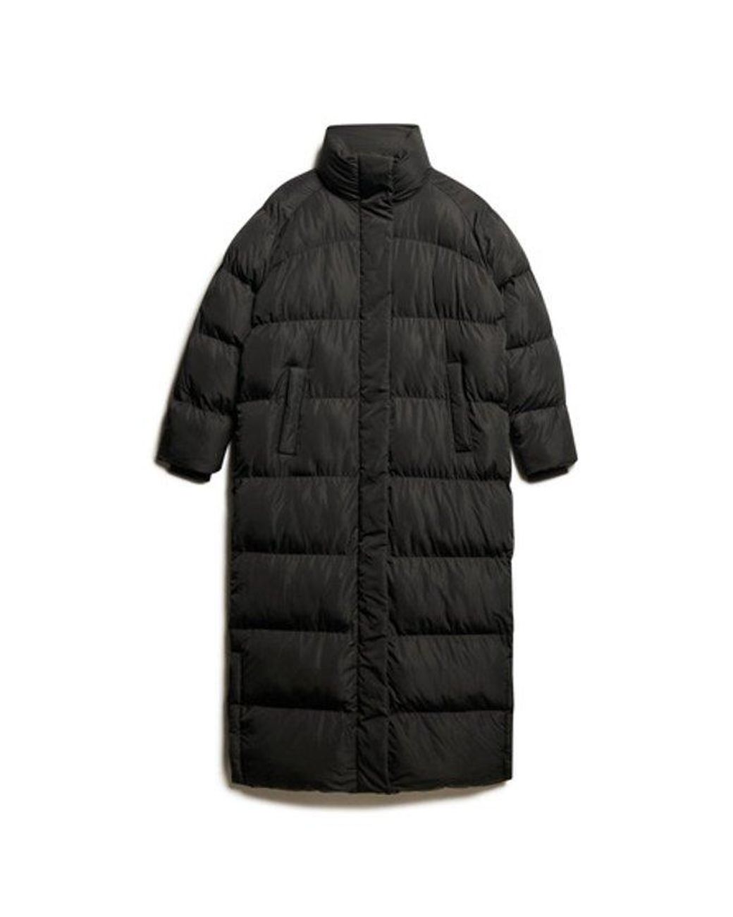 Superdry Black & Co Embroidered Logo Maxi Long Puffer Coat