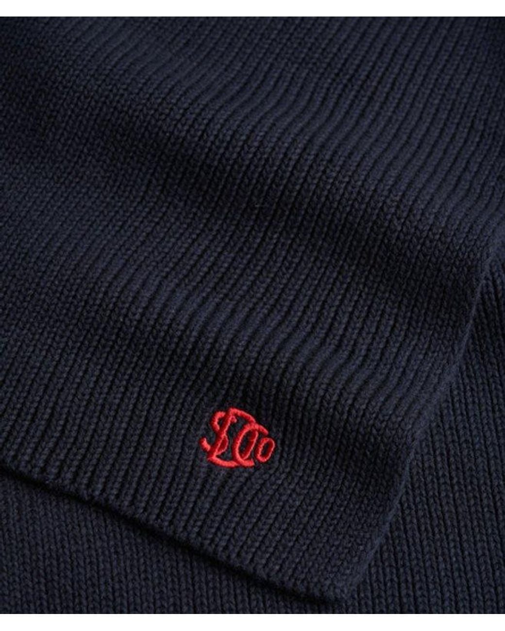 Superdry Blue Sd & Co Logo Knitted Scarf for men