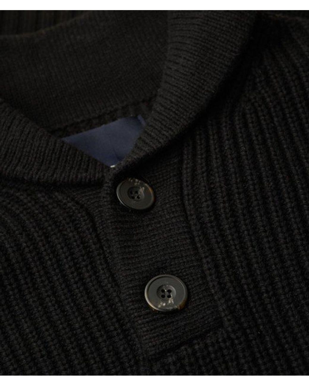Superdry Black Shawl Collar Jumper for men