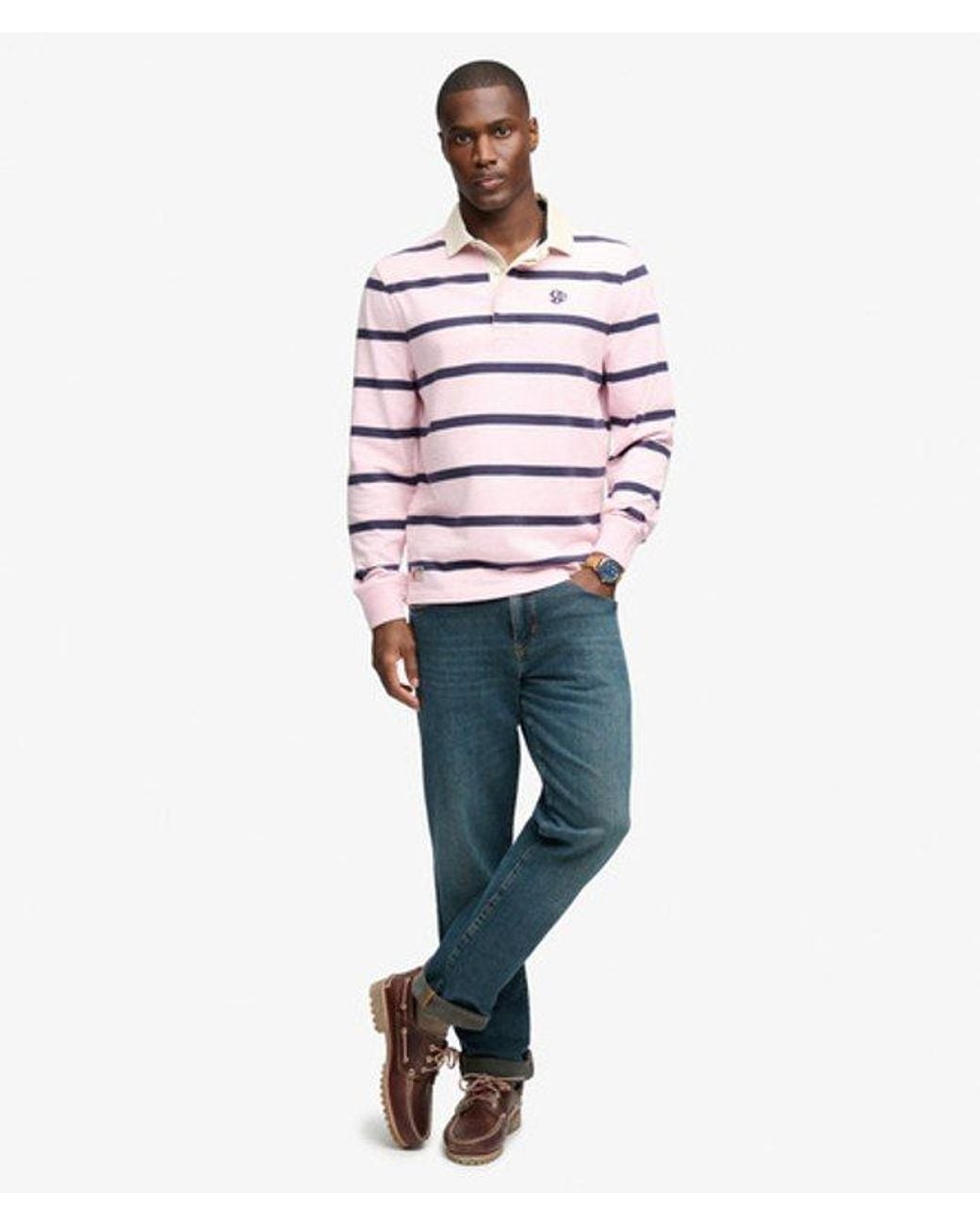 Superdry White & Co Athletic Stripe Rugby Top for men
