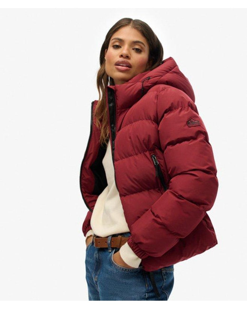 Superdry Red & Co Hooded Sports Puffer Jacket