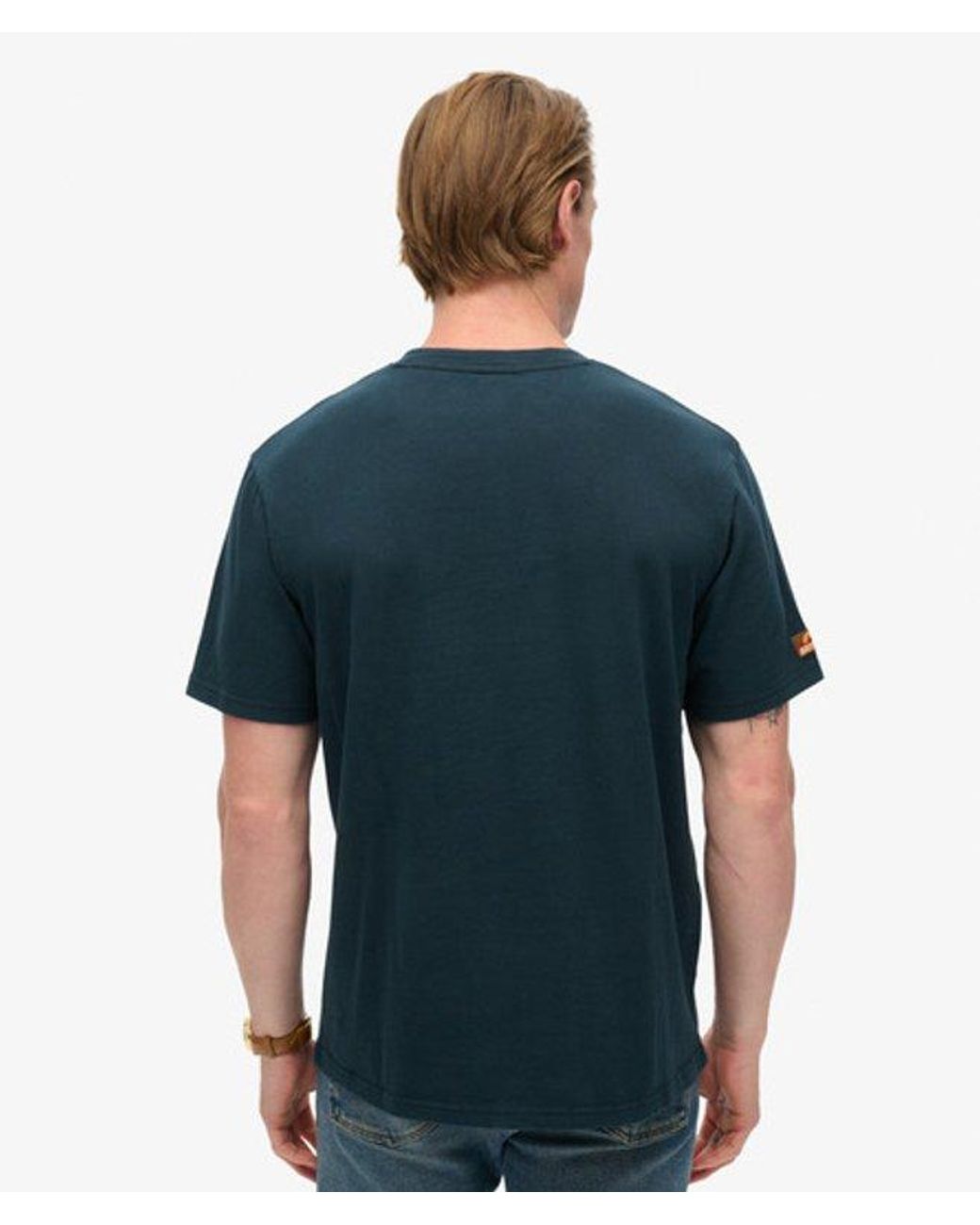 Superdry Blue & Co Travel Postcard Chest Print T-shirt for men