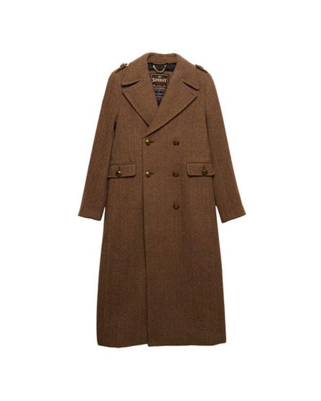 Superdry Natural & Co Double Breasted Wool Blend Coat