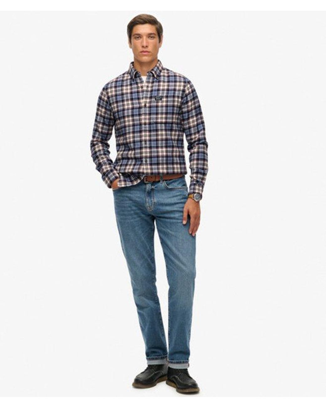 Superdry Blue & Co Long Sleeve Cotton Lumberjack Shirt for men