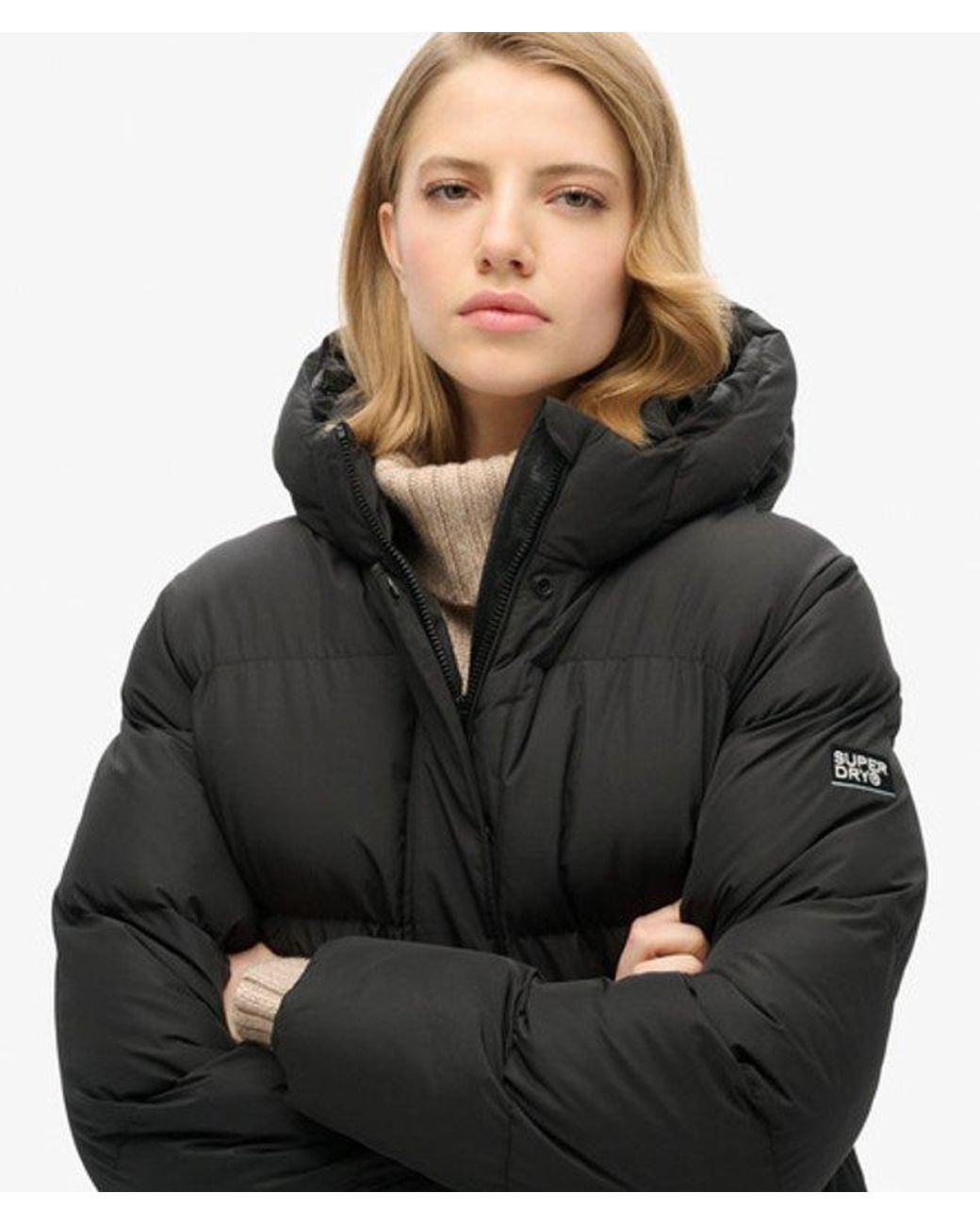 Superdry Blue & Co Hooded Mid Length Sports Puffer Jacket