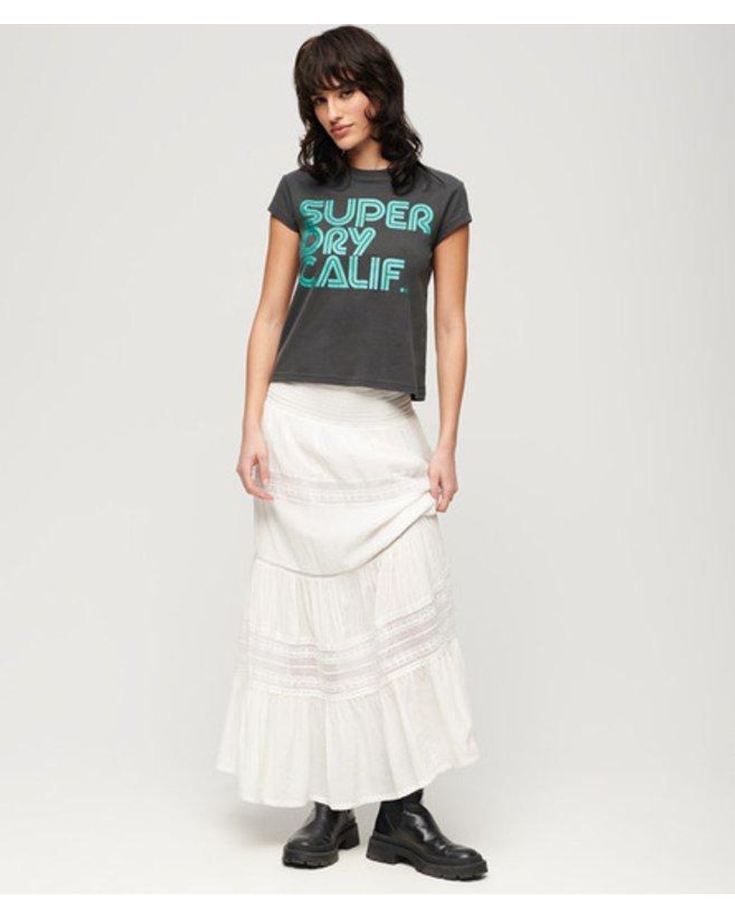 Superdry Green & Co Retro Glitter Logo T-shirt