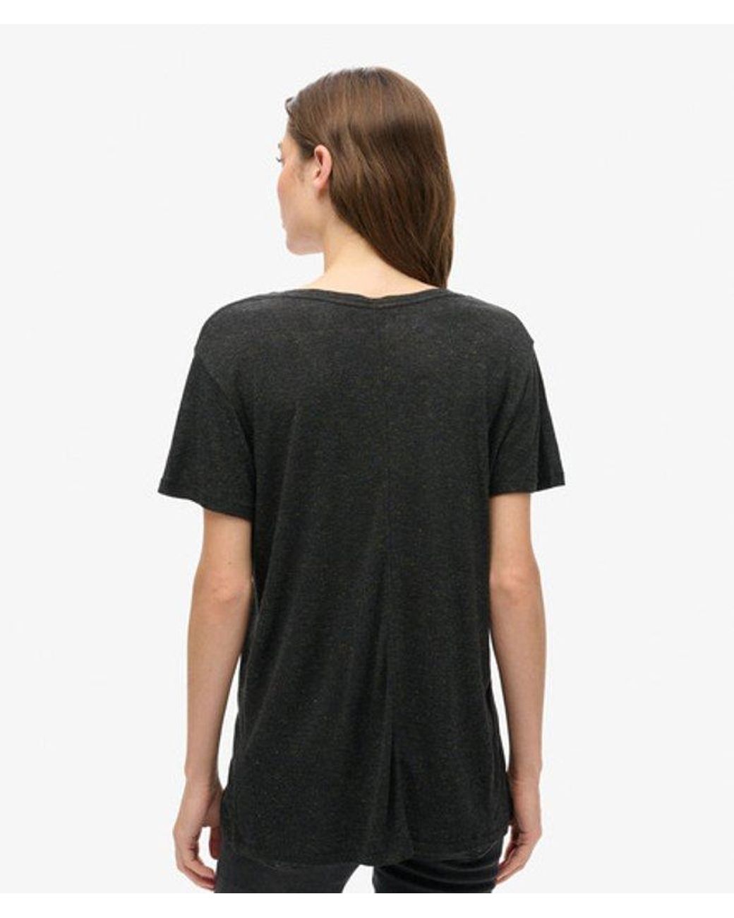 Superdry Black Studios Slub Embroidered V-neckline T-shirt