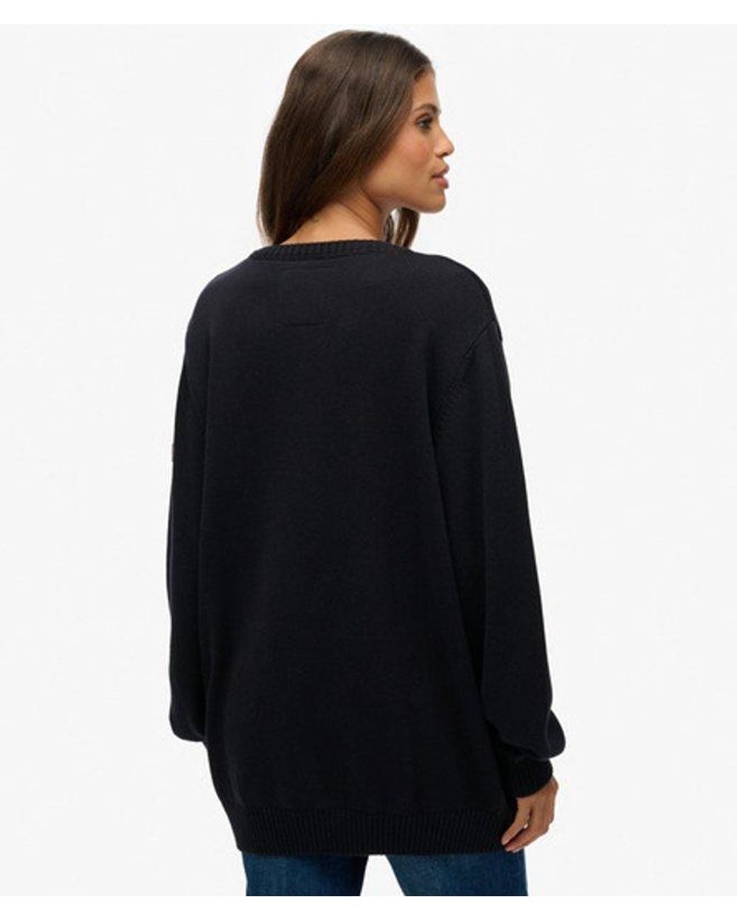 Superdry Black & Co Oversized V Neck Jumper