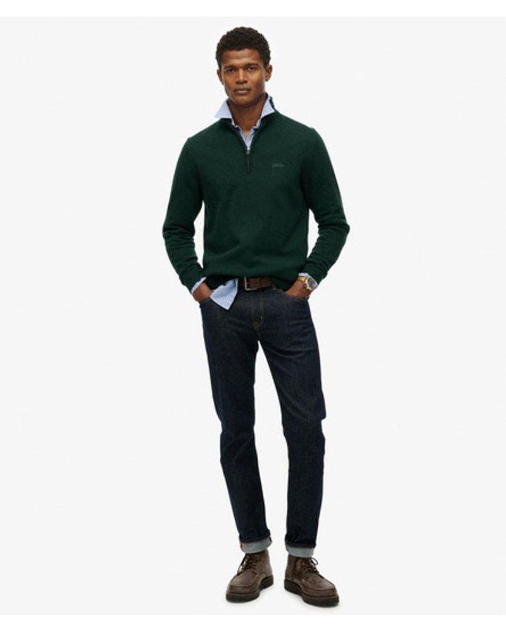 Superdry Green & Co Wool Blend Half Zip Jumper for men