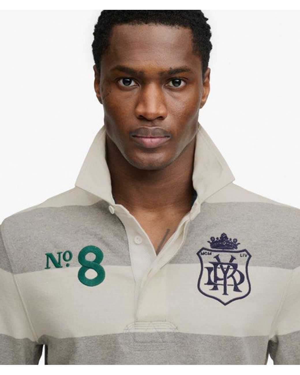 Superdry Gray & Co Double Emblem Stripe Rugby Top for men