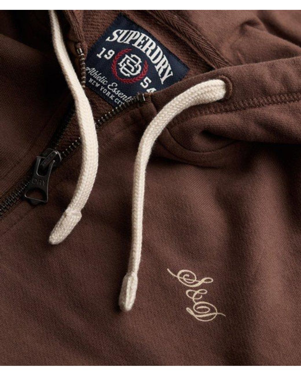 Superdry Brown & Co Athletic Essentials Printed Crop Zip Hoodie
