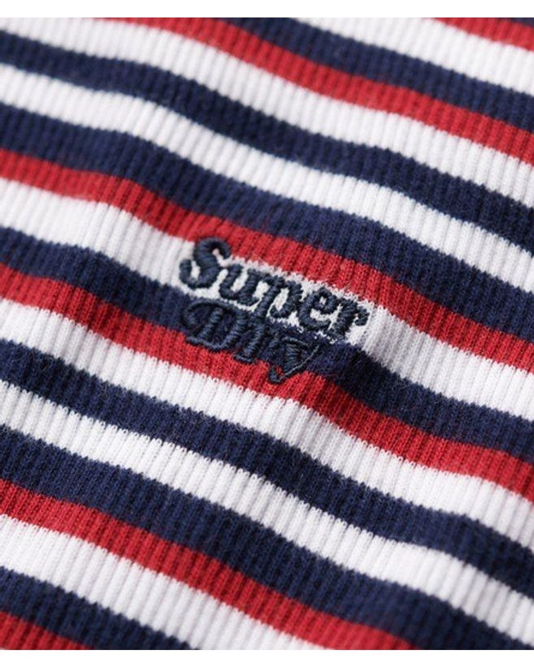 Superdry Red & Co Cotton Stripe Rib Bodycon Midi Dress