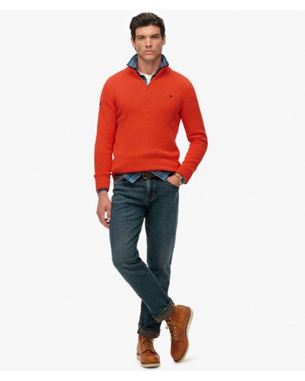 Superdry Red & Co Cotton Half Zip Knit Jumper for men