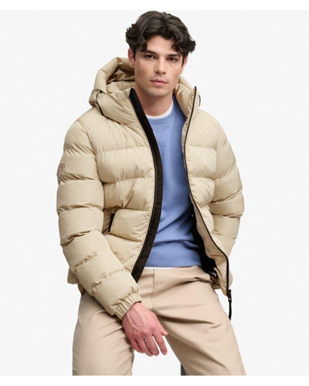 Superdry Blue & Co Hooded Sports Puffer Jacket for men