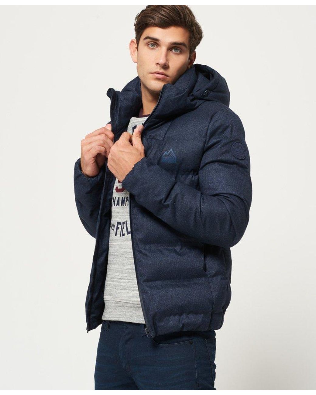 Superdry Echo Quilt Puffer Jacket Navy in Blue for Men | Lyst