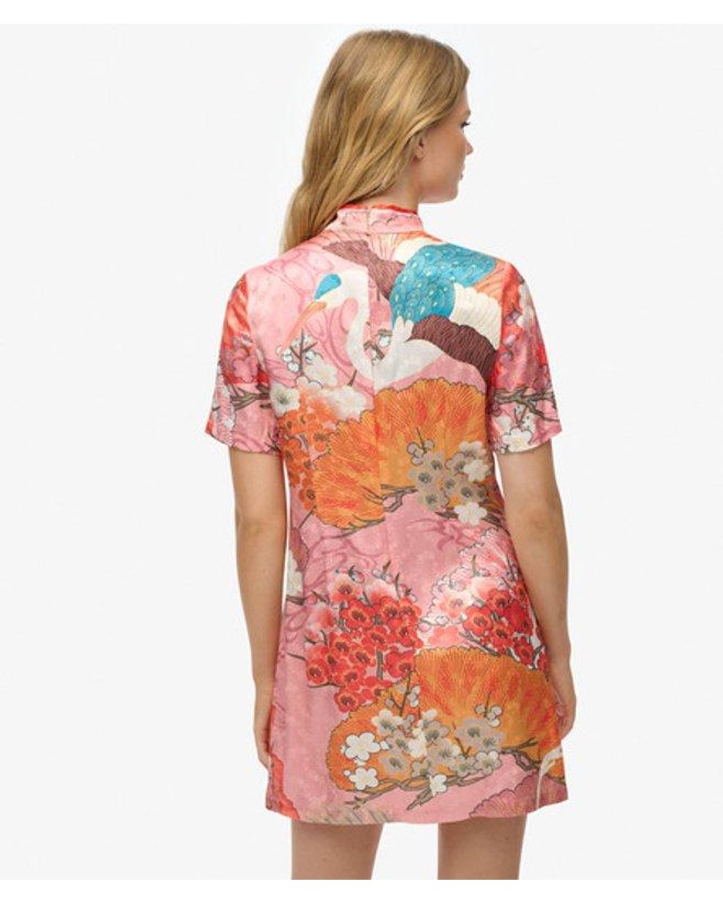 Superdry Red & Co Mandarin Jacquard Mini Dress