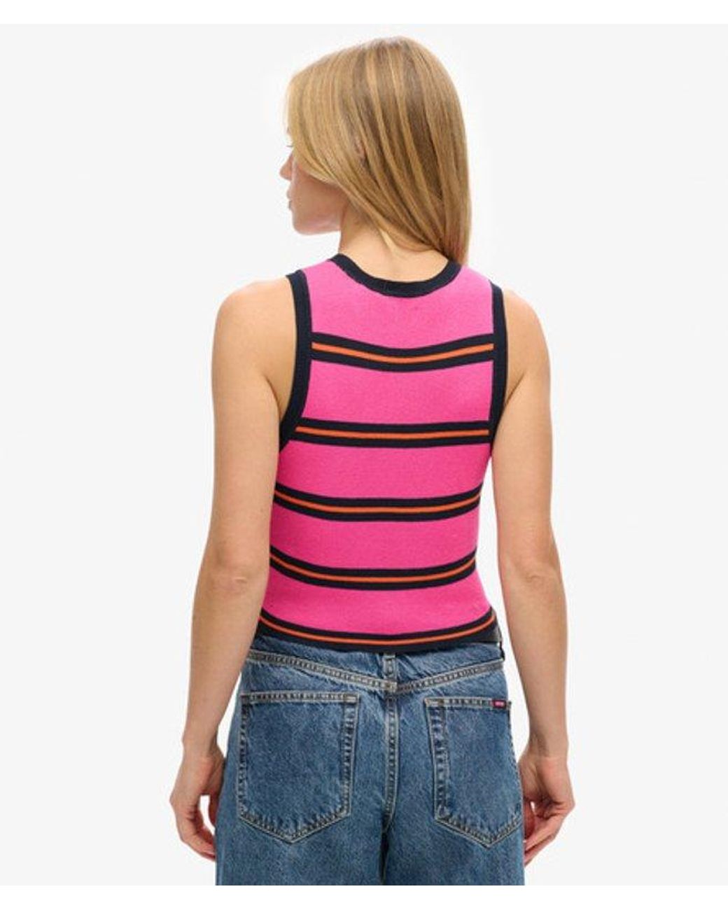 Superdry Red Fine Knitted Tank Top, Size: 10
