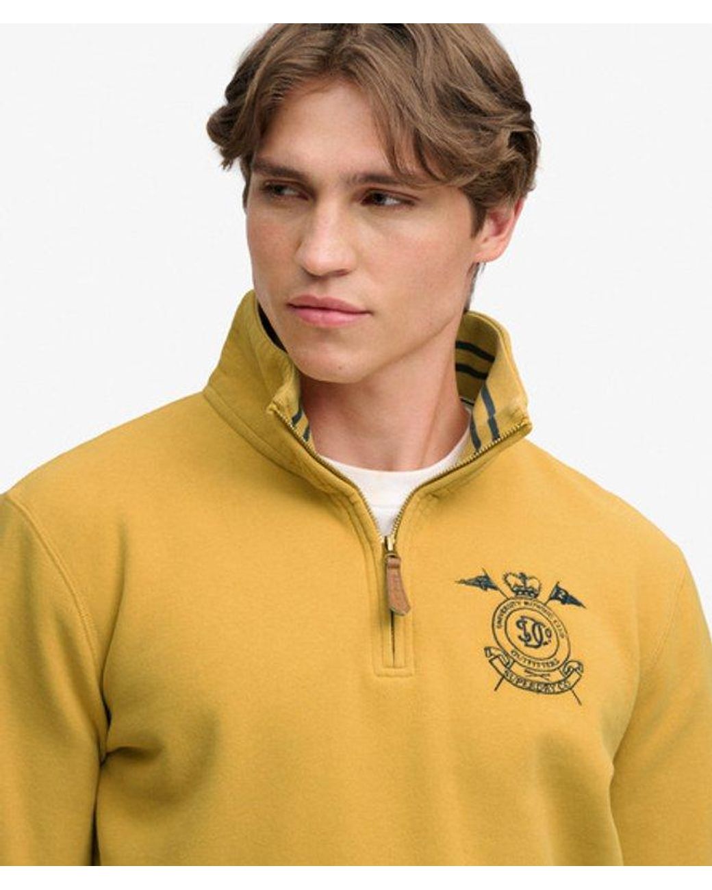 Superdry Yellow & Co Gothic Varsity Half Zip Sweatshirt for men