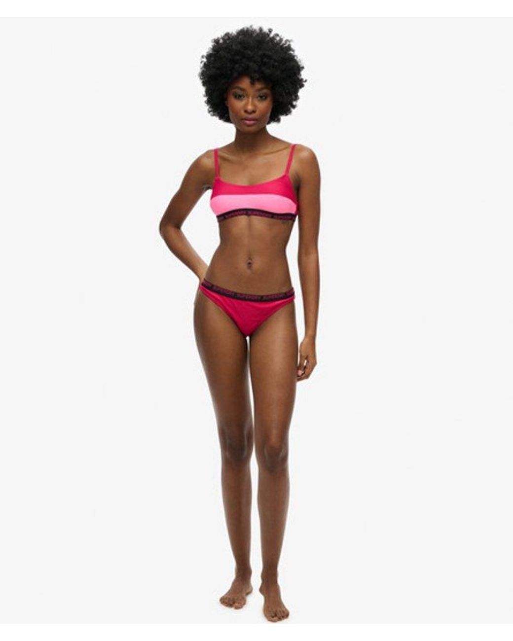 Superdry Red & Co Ladies Striped Elastic Bralette Bikini Top