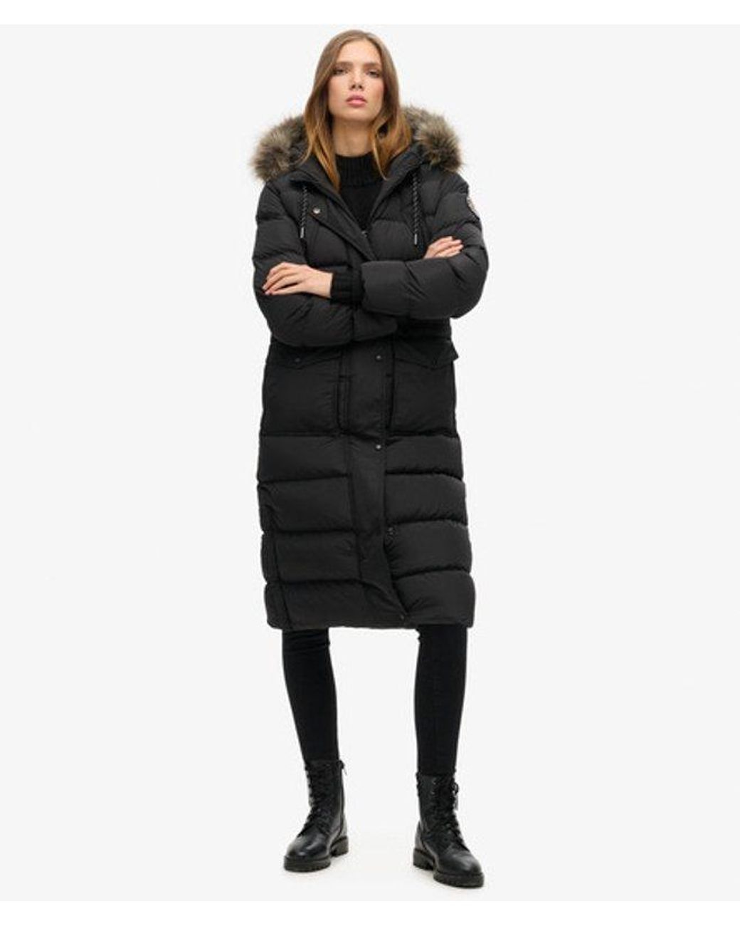 Superdry Black & Co Everest Faux Fur Long Coat